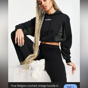 True Religion Black Cropped Hoodie